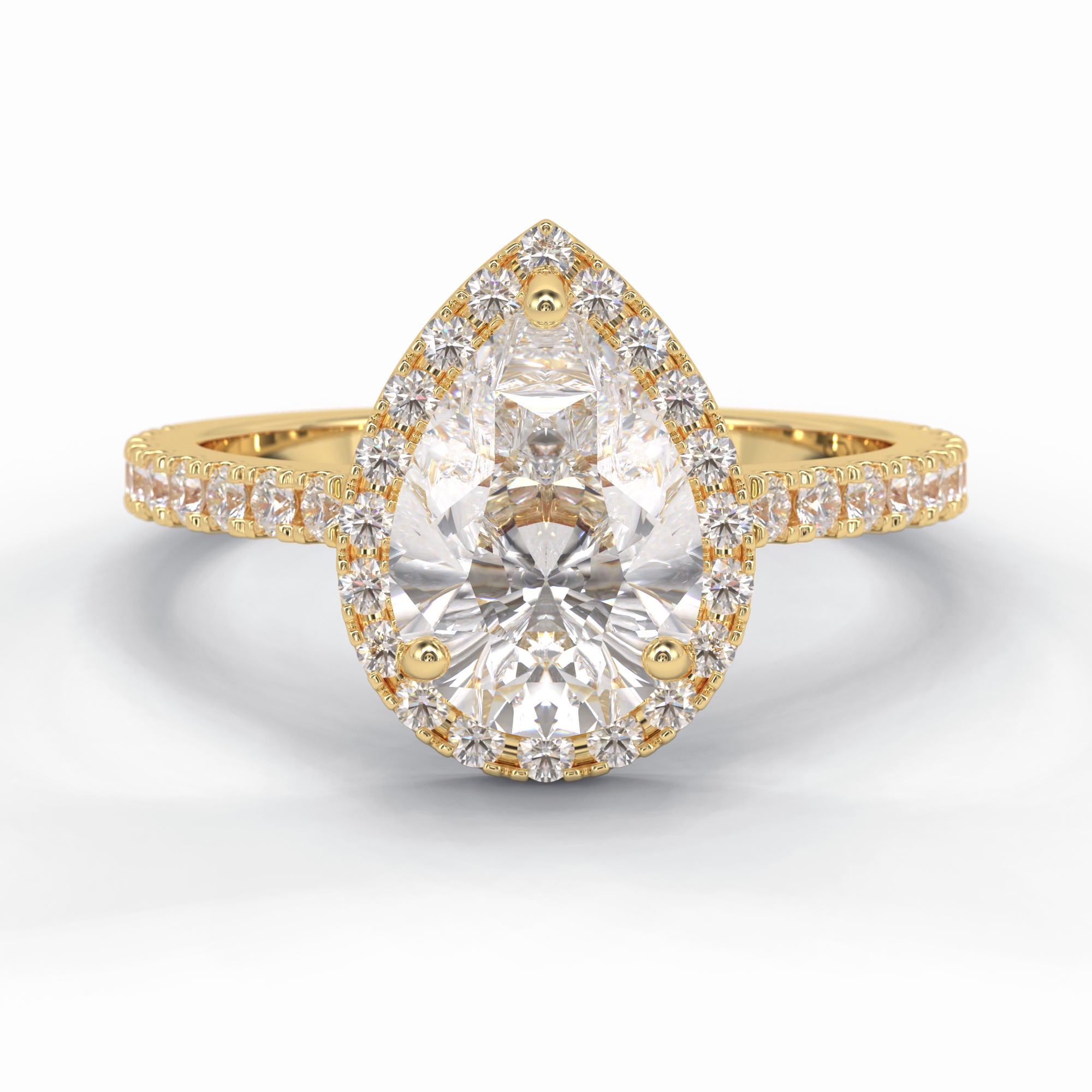 Apex 1.83 Carat Pear VS1 Lab-Grown Halo Engagement Ring in 18K Yellow Gold