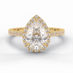 Apex 1.83 Carat Pear VS1 Lab-Grown Halo Engagement Ring in 18K Yellow Gold
