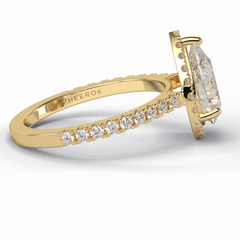 Apex 1.83 Carat Pear VS1 Lab-Grown Halo Engagement Ring in 18K Yellow Gold