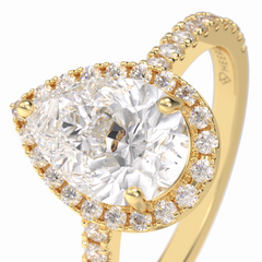 Apex 1.83 Carat Pear VS1 Lab-Grown Halo Engagement Ring in 18K Yellow Gold