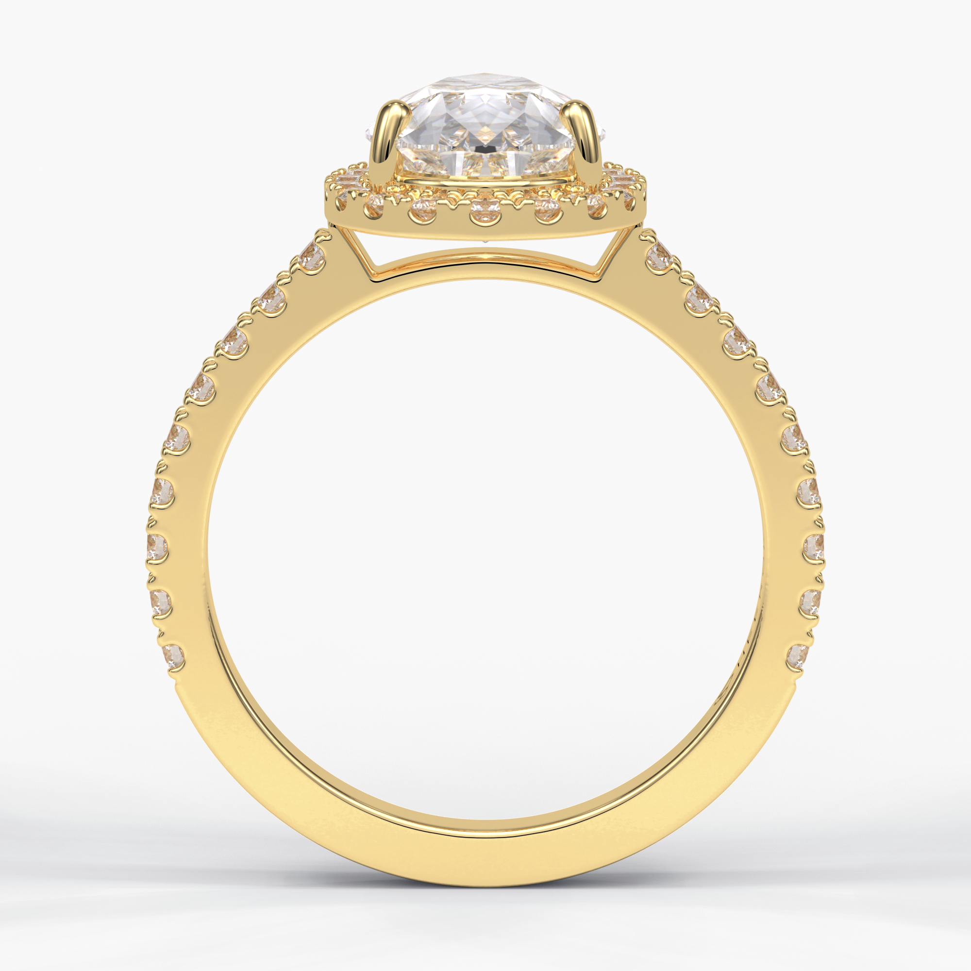 Apex 1.83 Carat Pear VS1 Lab-Grown Halo Engagement Ring in 18K Yellow Gold