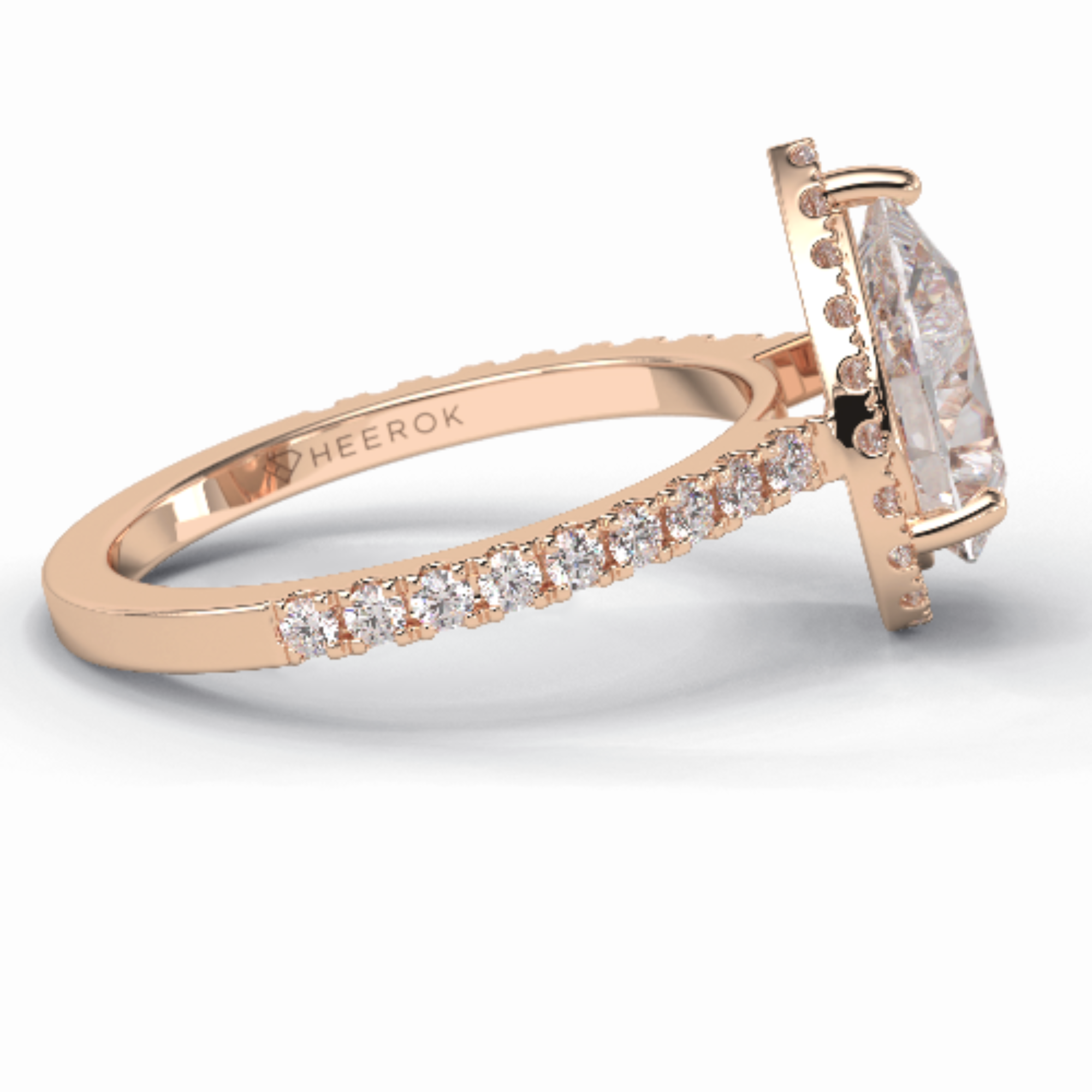 Apex 1.83 Carat Pear VVS1 Moissanite Halo Engagement Ring in 18K Rose Gold