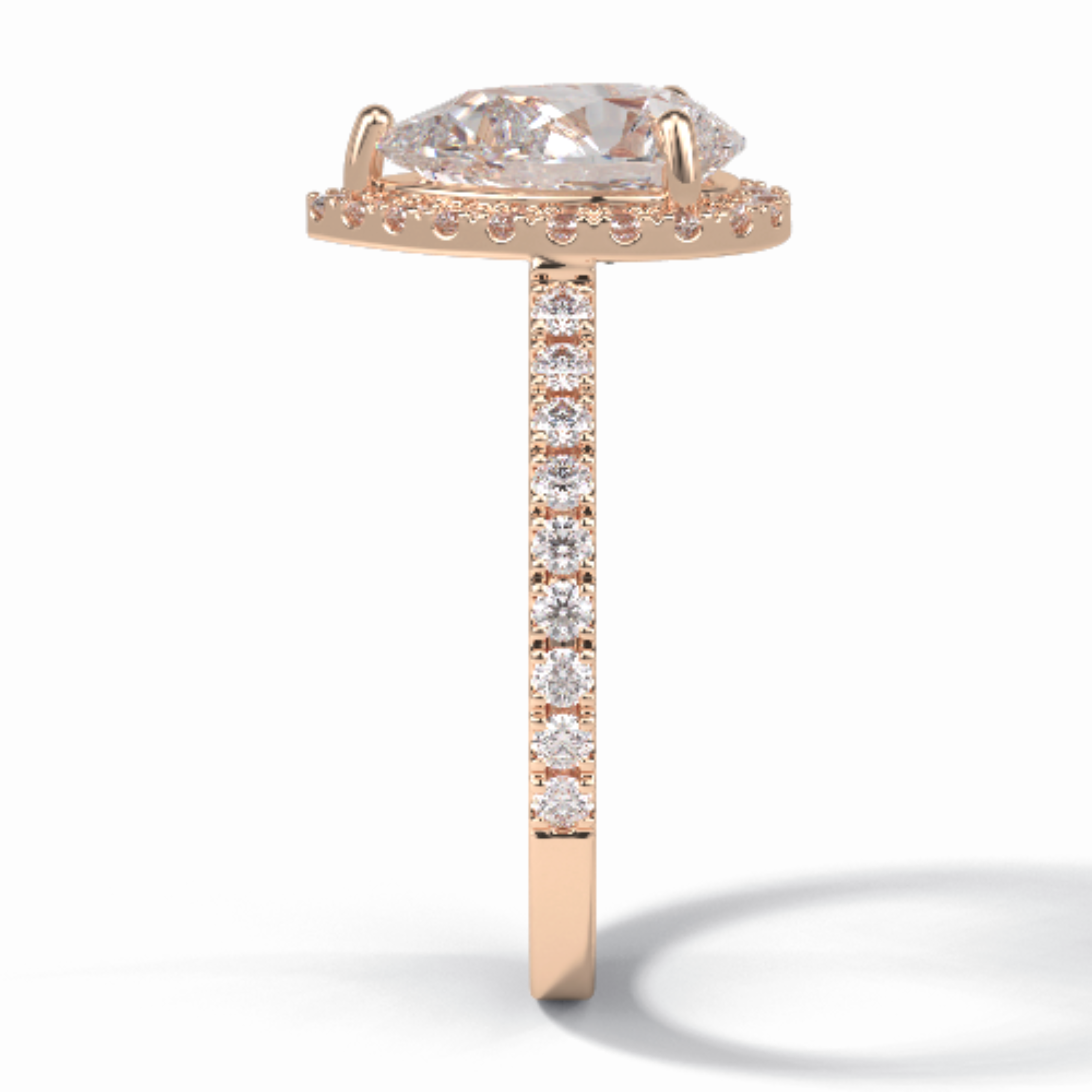 Apex 1.83 Carat Pear VVS1 Moissanite Halo Engagement Ring in 18K Rose Gold