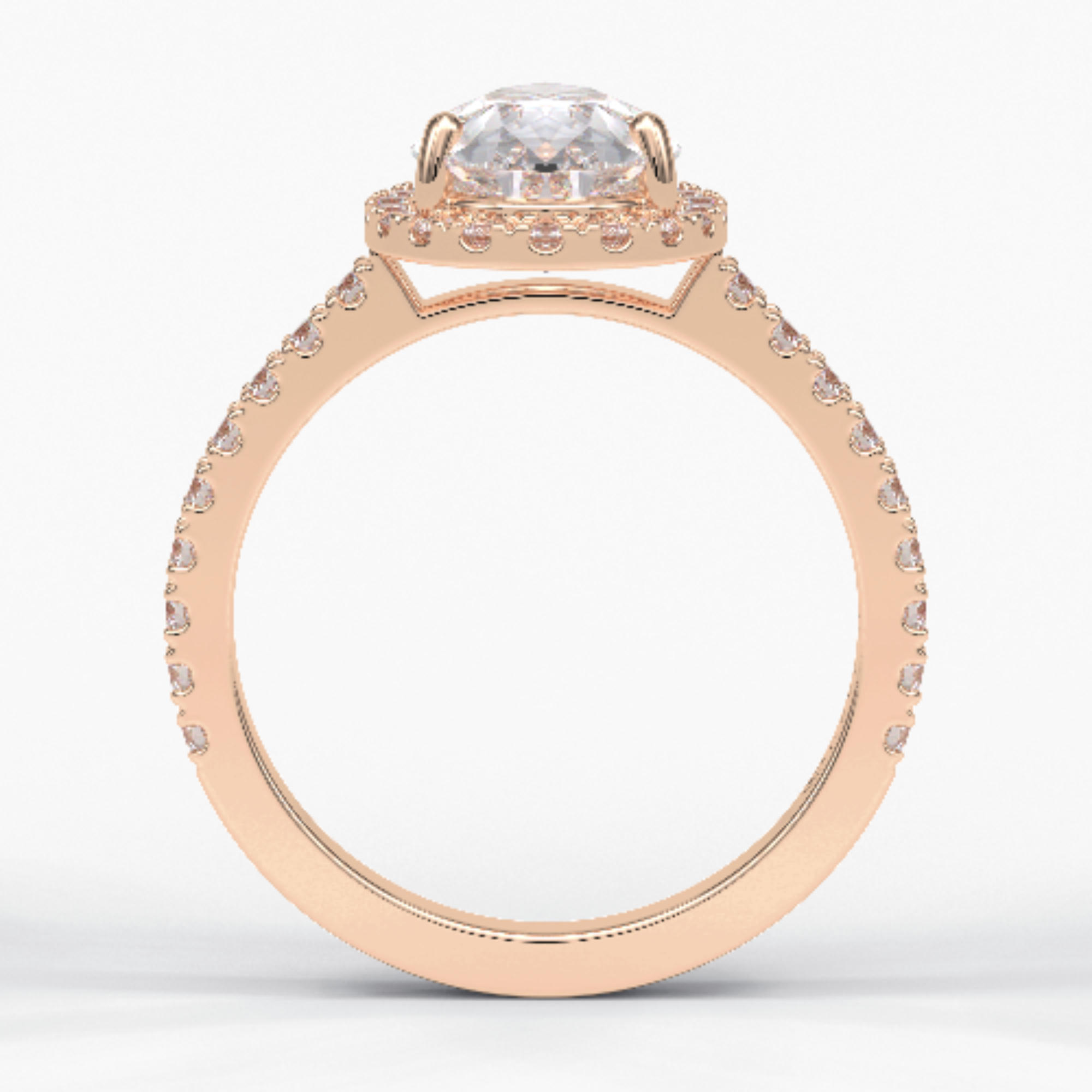 Apex 1.83 Carat Pear VVS1 Moissanite Halo Engagement Ring in 18K Rose Gold