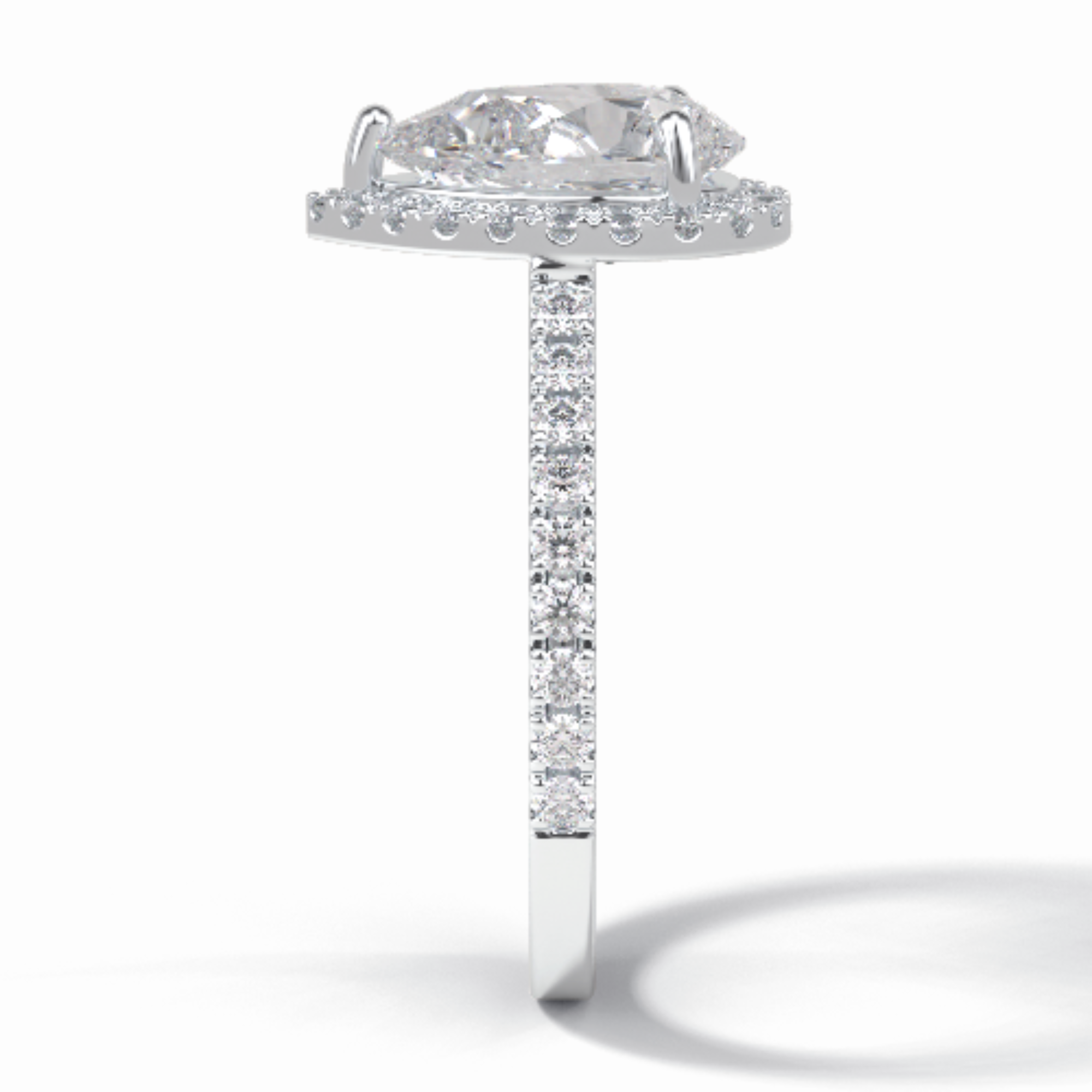 Apex 1.83 Carat Pear VVS1 Moissanite Halo Engagement Ring in 18K White Gold