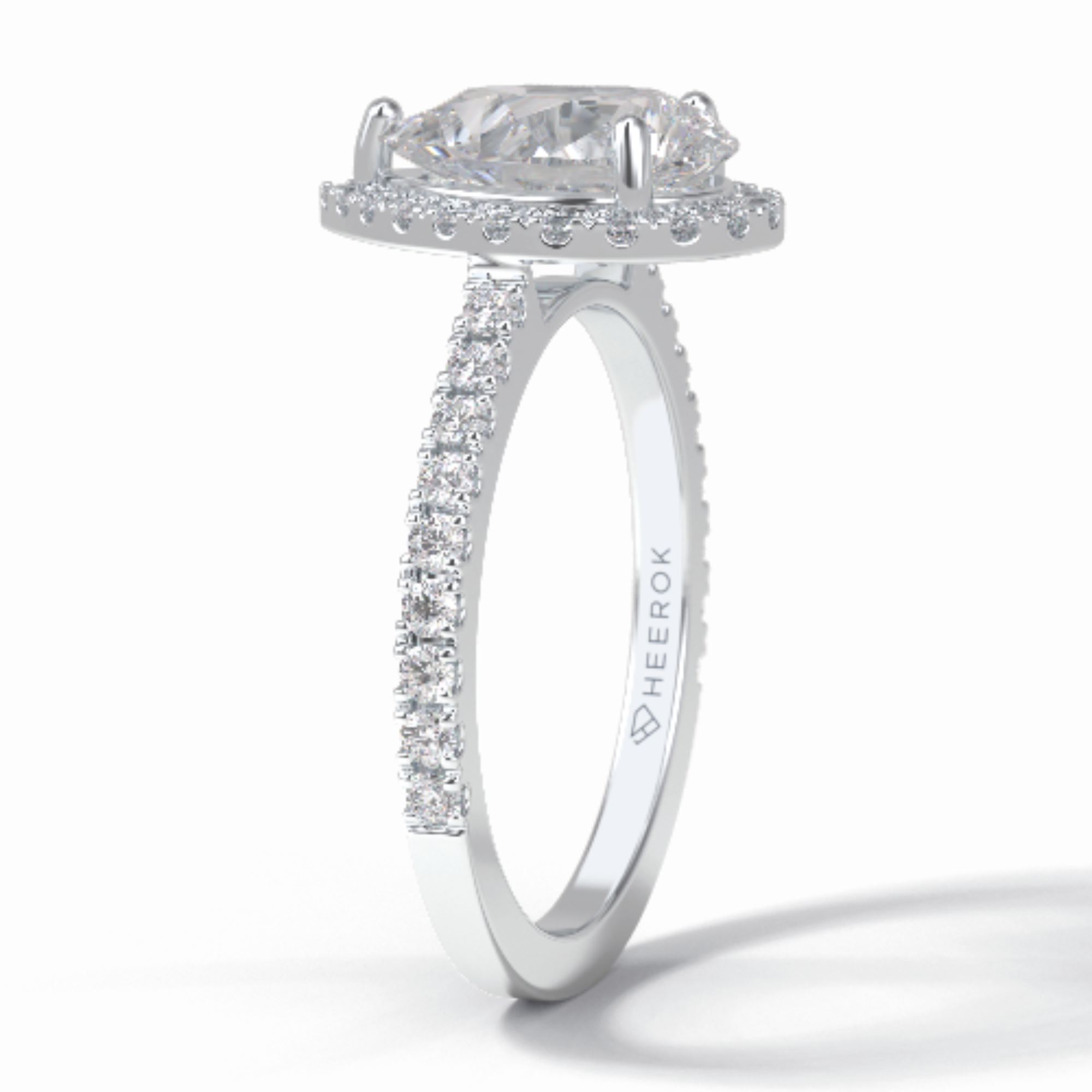 Apex 1.83 Carat Pear VVS1 Moissanite Halo Engagement Ring in 18K White Gold