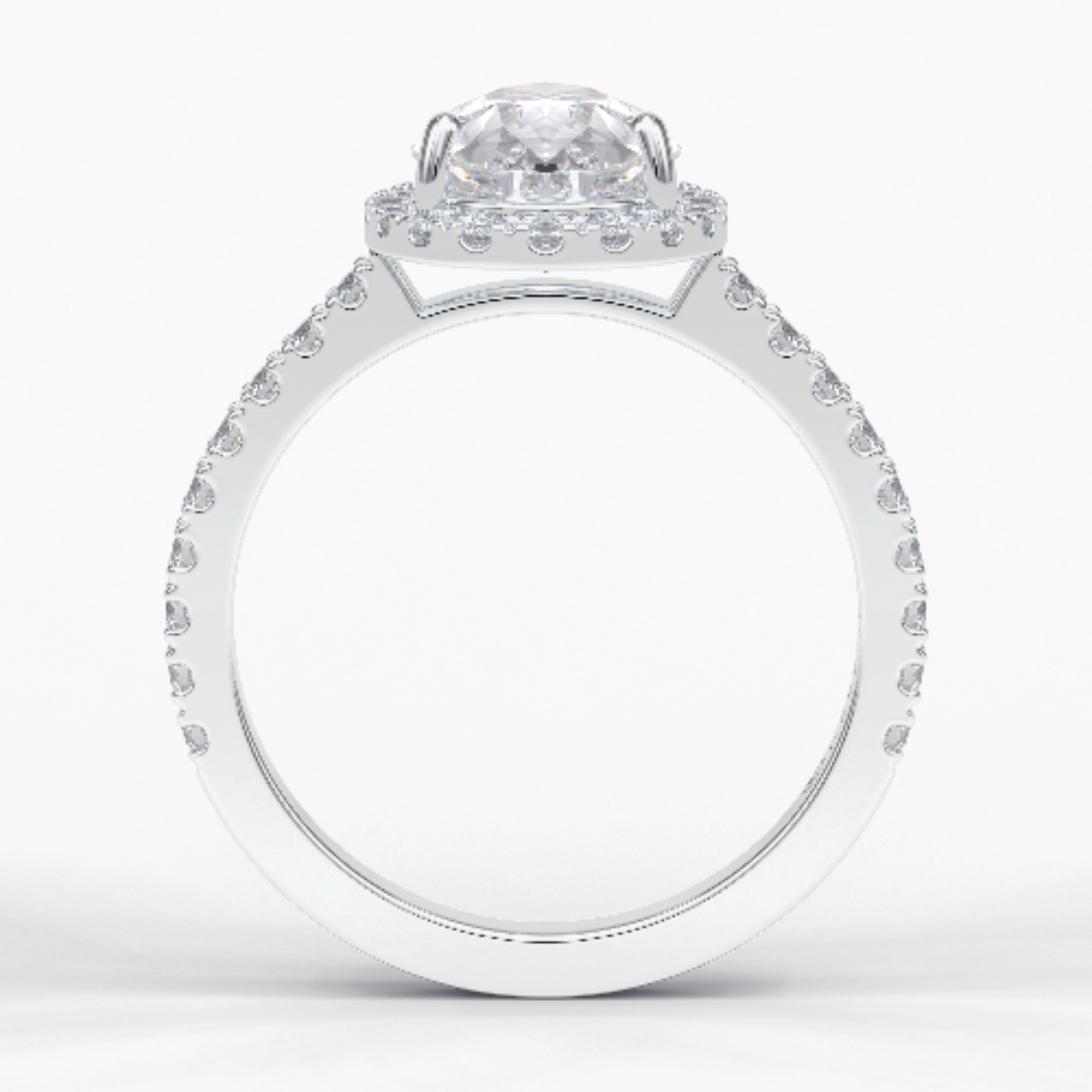 Apex 1.83 Carat Pear VVS1 Moissanite Halo Engagement Ring in 18K White Gold