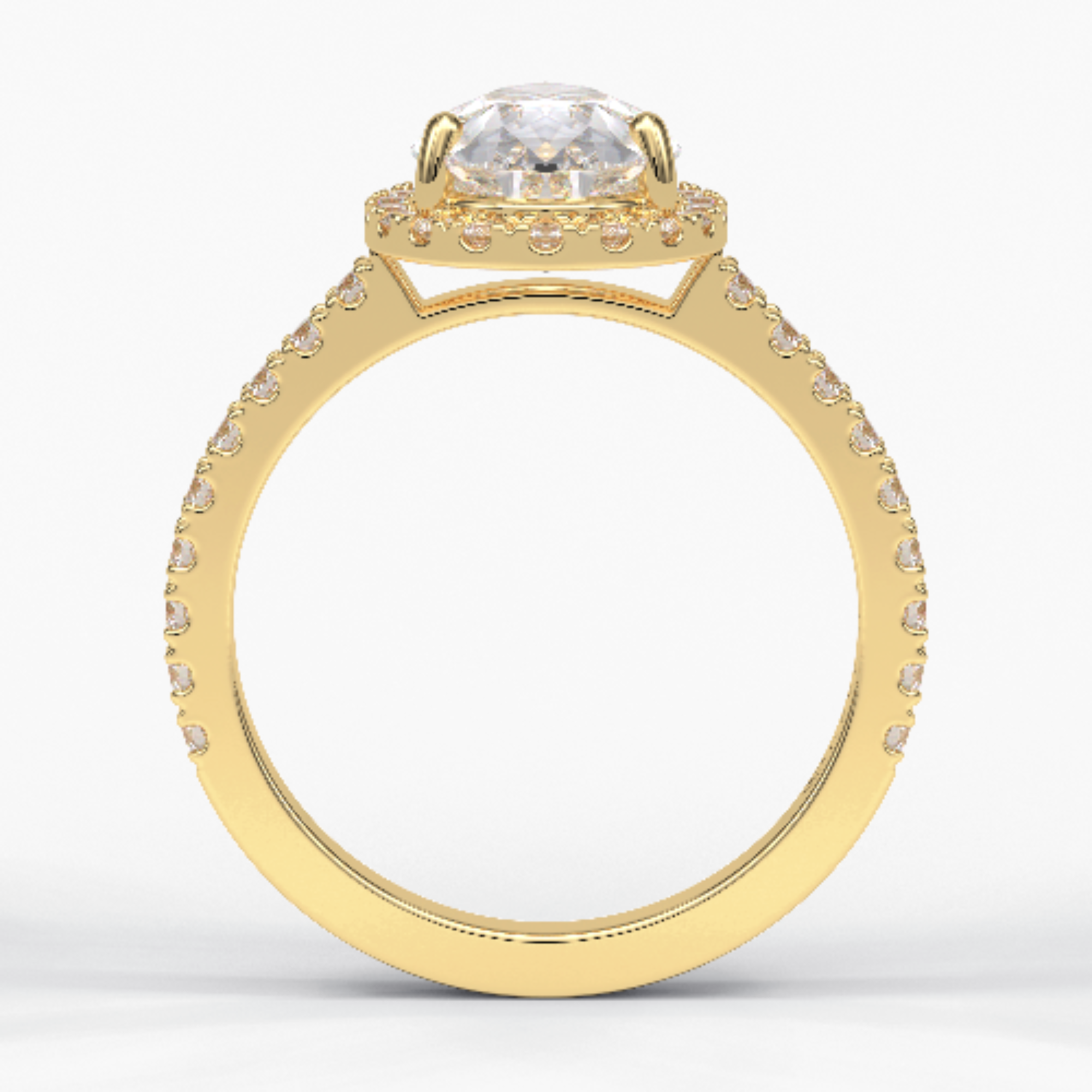 Apex 1.83 Carat Pear VVS1 Moissanite Halo Engagement Ring in 18K Yellow Gold