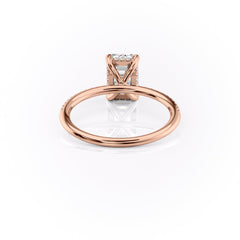 Arcade Grace 1 Carat VVS Lab-Grown Emerald Hidden Halo Pave Engagement Ring in 18K Rose Gold Back View