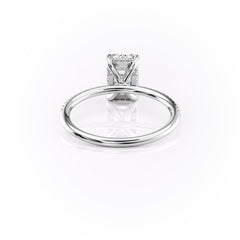 Arcade Grace 1 Carat VVS Lab-Grown Emerald Hidden Halo Pave Engagement Ring in 18K White Gold Back View
