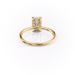 Arcade Grace 1 Carat VVS Lab-Grown Emerald Hidden Halo Pave Engagement Ring in 18K Yellow Gold Back View