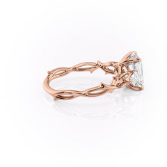 Arcadia Bloom 3.05 Carat VVS Lab-Grown Emerald Three-Stone Engagement Ring in 18K Rose Gold Right View