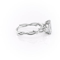 Arcadia Bloom 3.05 Carat VVS Lab-Grown Emerald Three-Stone Engagement Ring in 18K White Gold Right View