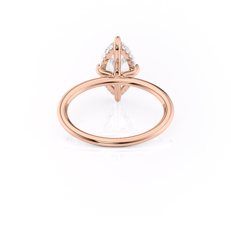 Aria Dazzle 1.87 Carat VVS Lab-Grown Marquise Hidden Halo Engagement Ring in 18K Rose Gold Back View