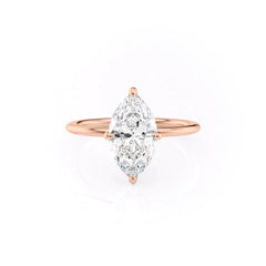 Aria Dazzle 1.87 Carat VVS Lab-Grown Marquise Hidden Halo Engagement Ring in 18K Rose Gold Front View