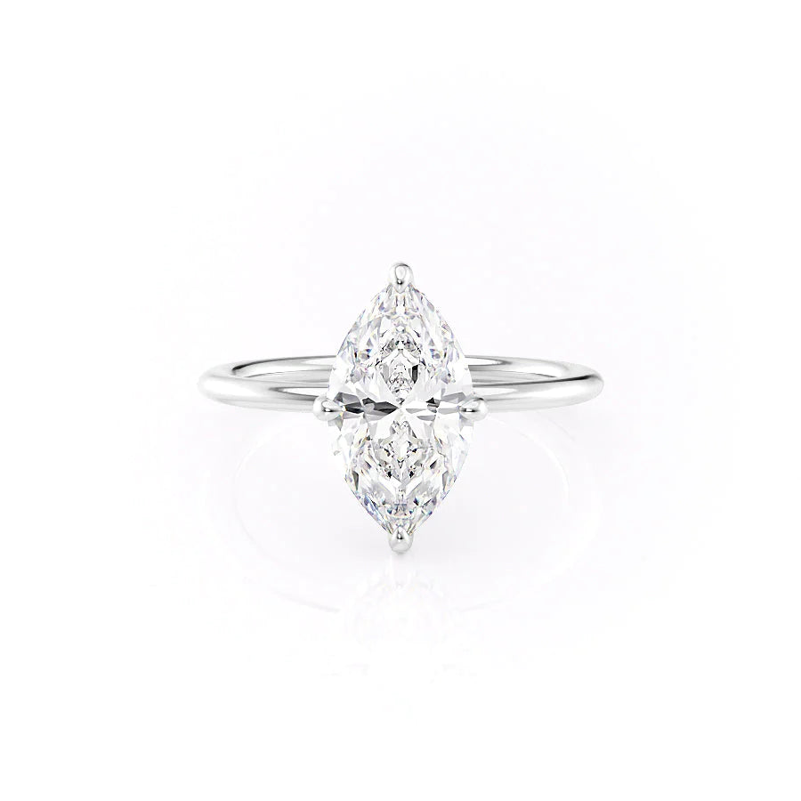 Aria Dazzle 1.87 Carat VVS Lab-Grown Marquise Hidden Halo Engagement Ring in 18K White Gold Front View