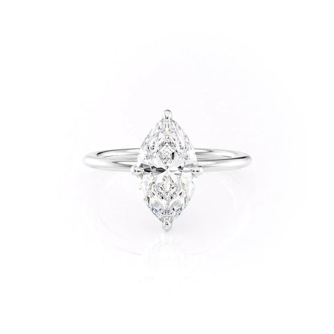 Aria Dazzle 1.87 Carat VVS Lab-Grown Marquise Hidden Halo Engagement Ring in 18K Gold