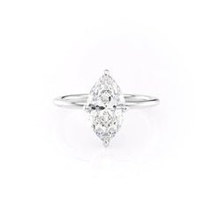 Aria Dazzle 1.87 Carat VVS Lab-Grown Marquise Hidden Halo Engagement Ring in 18K White Gold Front View