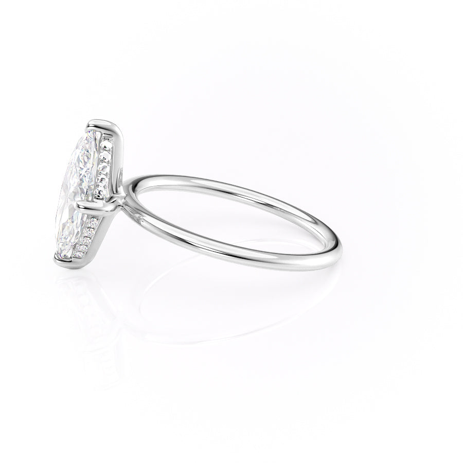 Aria Dazzle 1.87 Carat VVS Lab-Grown Marquise Hidden Halo Engagement Ring in 18K White Gold Left View