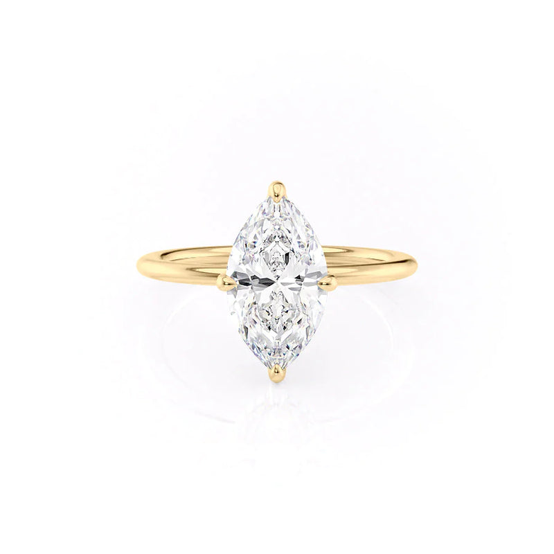 Aria Dazzle 1.87 Carat VVS Lab-Grown Marquise Hidden Halo Engagement Ring in 18K Yellow Gold Front View