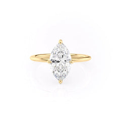 Aria Dazzle 1.87 Carat VVS Lab-Grown Marquise Hidden Halo Engagement Ring in 18K Yellow Gold Front View