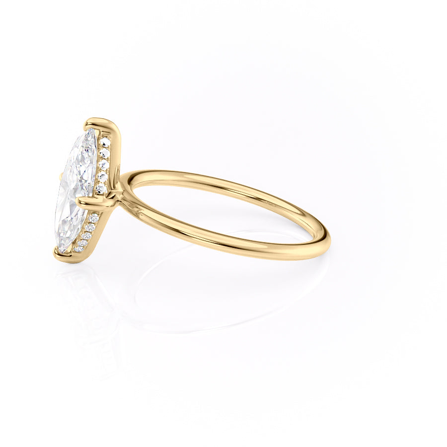 Aria Dazzle 1.87 Carat VVS Lab-Grown Marquise Hidden Halo Engagement Ring in 18K Yellow Gold Left View