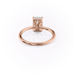 Auric Dawn Emerald 2.19 Carat VVS1 Lab-Grown Hidden Halo Engagement Ring in 18K Rose Gold Back View