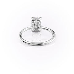 Auric Dawn Emerald 2.19 Carat VVS1 Lab-Grown Hidden Halo Engagement Ring in 18K White Gold Back View