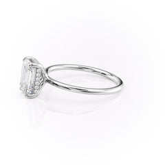 Auric Dawn Emerald 2.19 Carat VVS1 Lab-Grown Hidden Halo Engagement Ring in 18K White Gold Left View