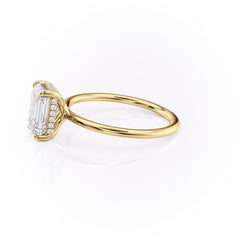 Auric Dawn Emerald 2.19 Carat VVS1 Lab-Grown Hidden Halo Engagement Ring in 18K Yellow Gold Left View