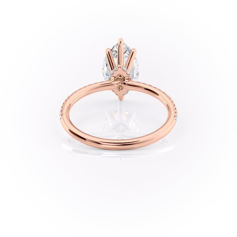 Aurora Beam 3.03 Carat VVS1 Lab-Grown Marquise Hidden Halo Pave Engagement Ring in 18K Rose Gold Back View