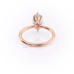 Aurora Beam 3.03 Carat VVS1 Lab-Grown Marquise Hidden Halo Pave Engagement Ring in 18K Rose Gold Back View