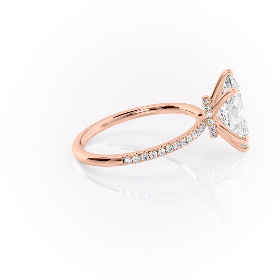 Aurora Beam 3.03 Carat VVS1 Lab-Grown Marquise Hidden Halo Pave Engagement Ring in 18K Rose Gold Right View