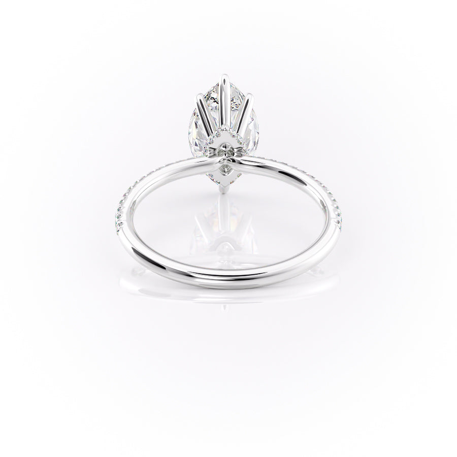 Aurora Beam 3.03 Carat VVS1 Lab-Grown Marquise Hidden Halo Pave Engagement Ring in 18K White Gold Back View