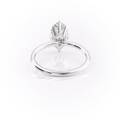 Aurora Beam 3.03 Carat VVS1 Lab-Grown Marquise Hidden Halo Pave Engagement Ring in 18K White Gold Back View