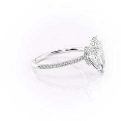 Aurora Beam 3.03 Carat VVS1 Lab-Grown Marquise Hidden Halo Pave Engagement Ring in 18K White Gold Right View