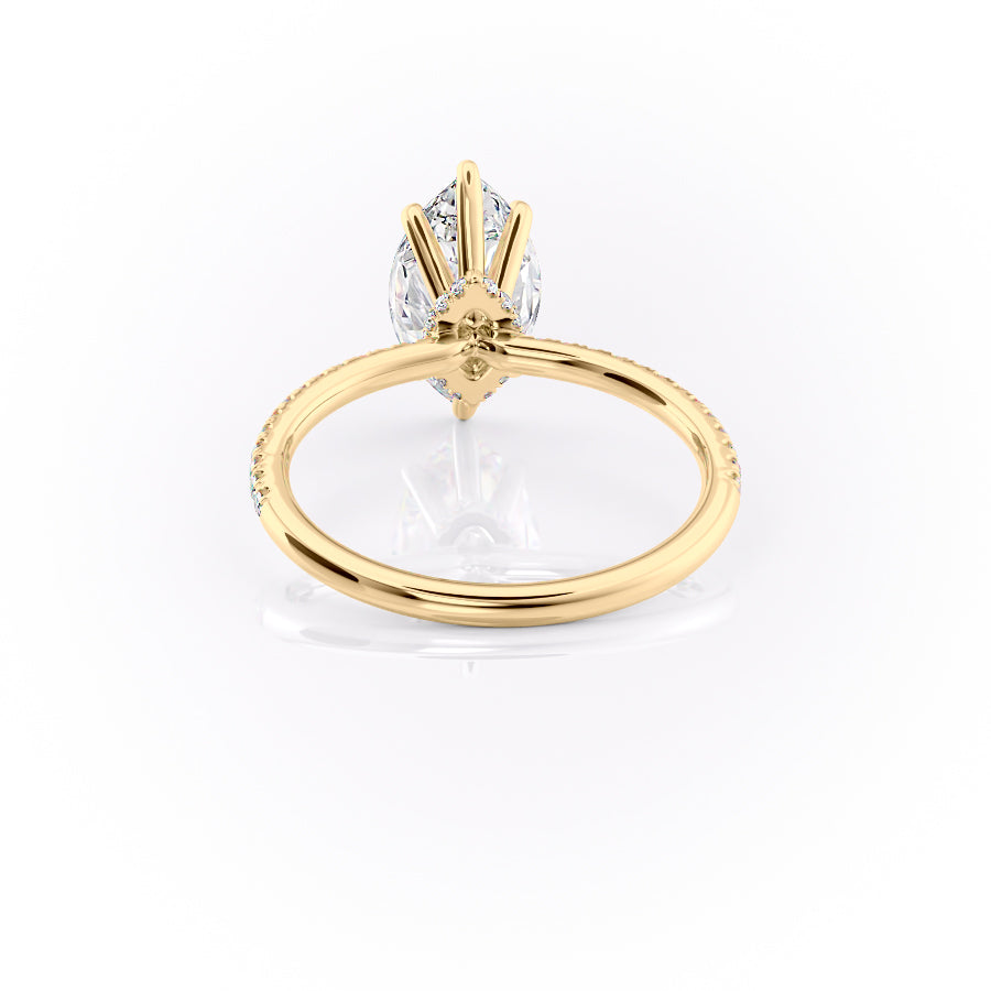 Aurora Beam 3.03 Carat VVS1 Lab-Grown Marquise Hidden Halo Pave Engagement Ring in 18K Yellow Gold Back View