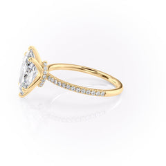 Aurora Beam 3.03 Carat VVS1 Lab-Grown Marquise Hidden Halo Pave Engagement Ring in 18K Yellow Gold Left View