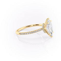 Aurora Beam 3.03 Carat VVS1 Lab-Grown Marquise Hidden Halo Pave Engagement Ring in 18K Yellow Gold Right View