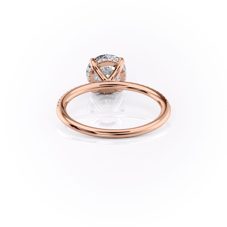 Aurora Circle 1 Carat VVS1 Lab-Grown Hidden Halo Pave Engagement Ring in 18K Rose Gold Back View