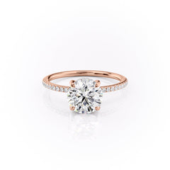 Aurora Circle 1 Carat VVS1 Lab-Grown Hidden Halo Pave Engagement Ring in 18K Rose Gold Front View