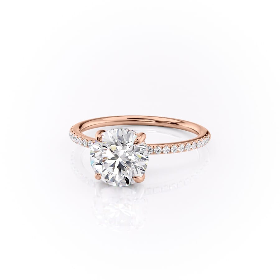 Aurora Circle 1 Carat VVS1 Lab-Grown Hidden Halo Pave Engagement Ring in 18K Rose Gold Left View