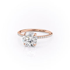 Aurora Circle 1 Carat VVS1 Lab-Grown Hidden Halo Pave Engagement Ring in 18K Rose Gold Left View