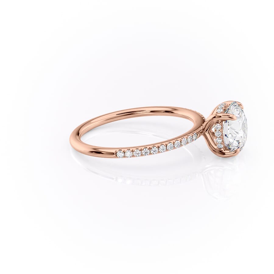 Aurora Circle 1 Carat VVS1 Lab-Grown Hidden Halo Pave Engagement Ring in 18K Rose Gold Right Side View