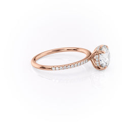Aurora Circle 1 Carat VVS1 Lab-Grown Hidden Halo Pave Engagement Ring in 18K Rose Gold Right Side View