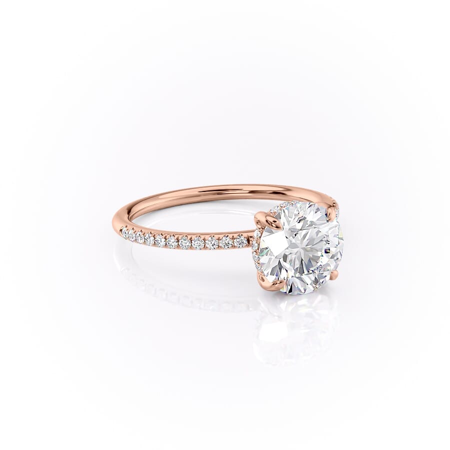 Aurora Circle 1 Carat VVS1 Lab-Grown Hidden Halo Pave Engagement Ring in 18K Rose Gold Right View