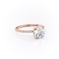 Aurora Circle 1 Carat VVS1 Lab-Grown Hidden Halo Pave Engagement Ring in 18K Rose Gold Right View