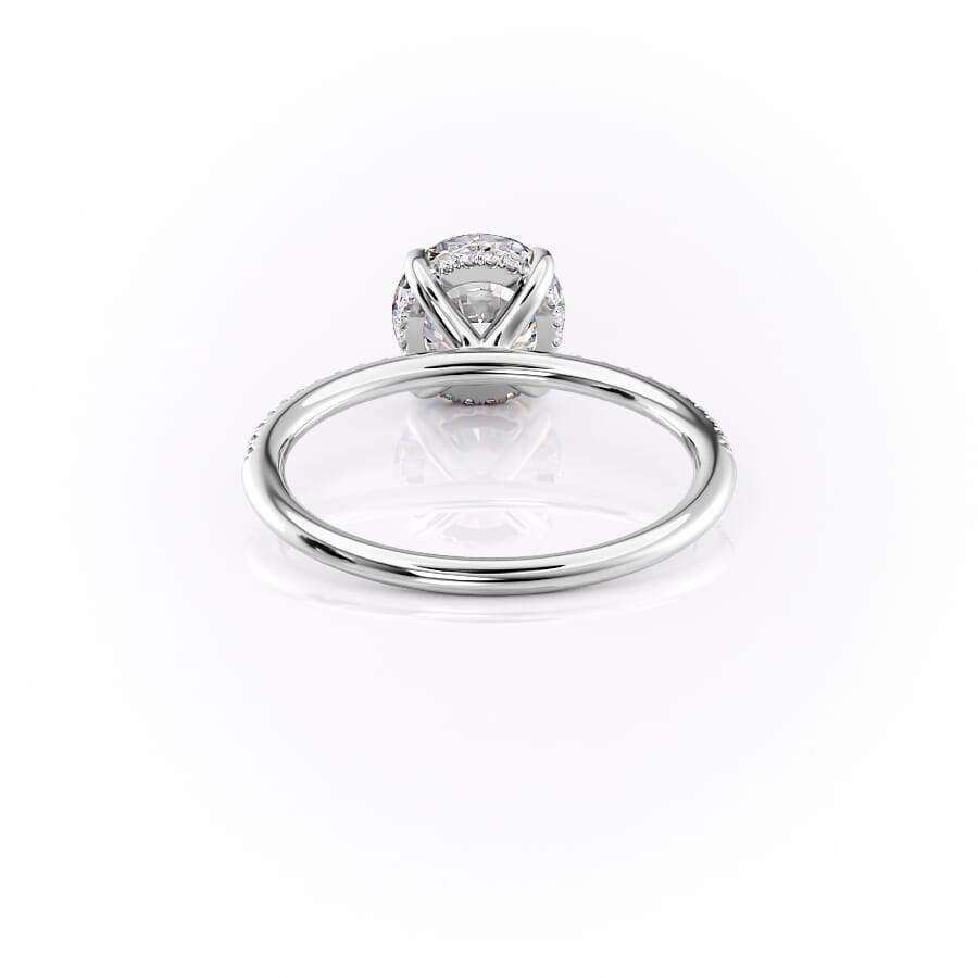Aurora Circle 1 Carat VVS1 Lab-Grown Hidden Halo Pave Engagement Ring in 18K White Gold Back View