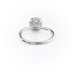 Aurora Circle 1 Carat VVS1 Lab-Grown Hidden Halo Pave Engagement Ring in 18K White Gold Back View