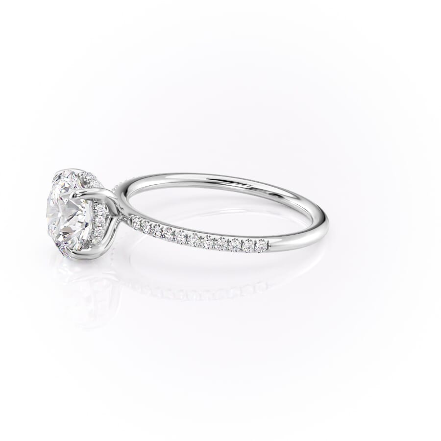 Aurora Circle 1 Carat VVS1 Lab-Grown Hidden Halo Pave Engagement Ring in 18K White Gold Left Side View